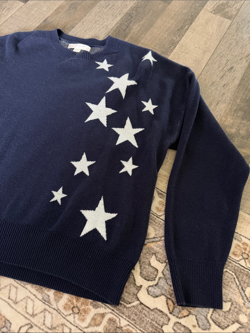 Spiritual Gangster Navy Crewneck Sweater with White Star Motif